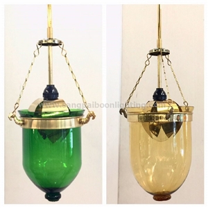 SPB - โคมไฟห้อยทรงระฆังแก้วสีชา/เขียว  (003886)