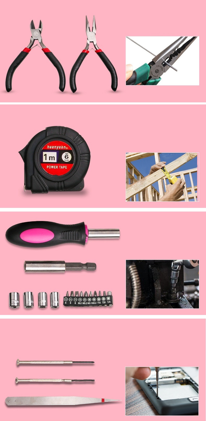 รับผลิตชุดเครื่องมือช่างสีชมพู แบบพกพา Tool kit เครื่องมือช่าง ของแจก รับสกรีนโลโก้ เครื่องมือช่าง ชุดไขควง ของแจกของแถม ของพรีเมี่ยม รับยิงเลเซอร์