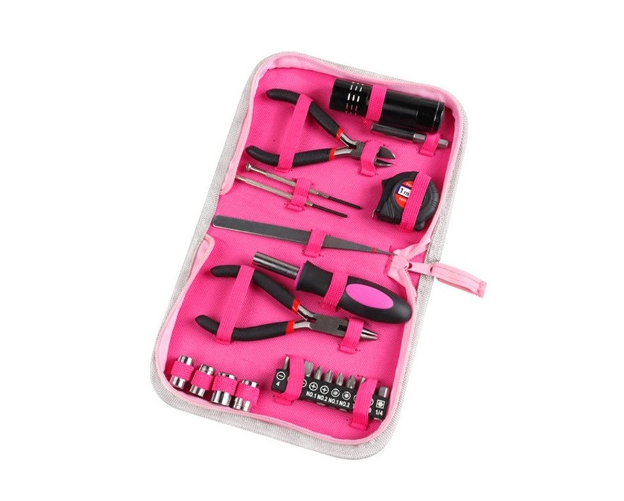 รับผลิตชุดเครื่องมือช่างสีชมพู แบบพกพา Tool kit เครื่องมือช่าง ของแจก รับสกรีนโลโก้ เครื่องมือช่าง ชุดไขควง ของแจกของแถม ของพรีเมี่ยม รับยิงเลเซอร์
