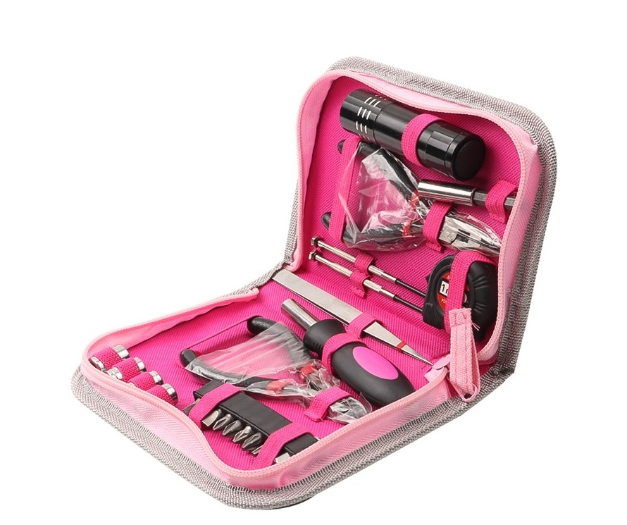 รับผลิตชุดเครื่องมือช่างสีชมพู แบบพกพา Tool kit เครื่องมือช่าง ของแจก รับสกรีนโลโก้ เครื่องมือช่าง ชุดไขควง ของแจกของแถม ของพรีเมี่ยม รับยิงเลเซอร์