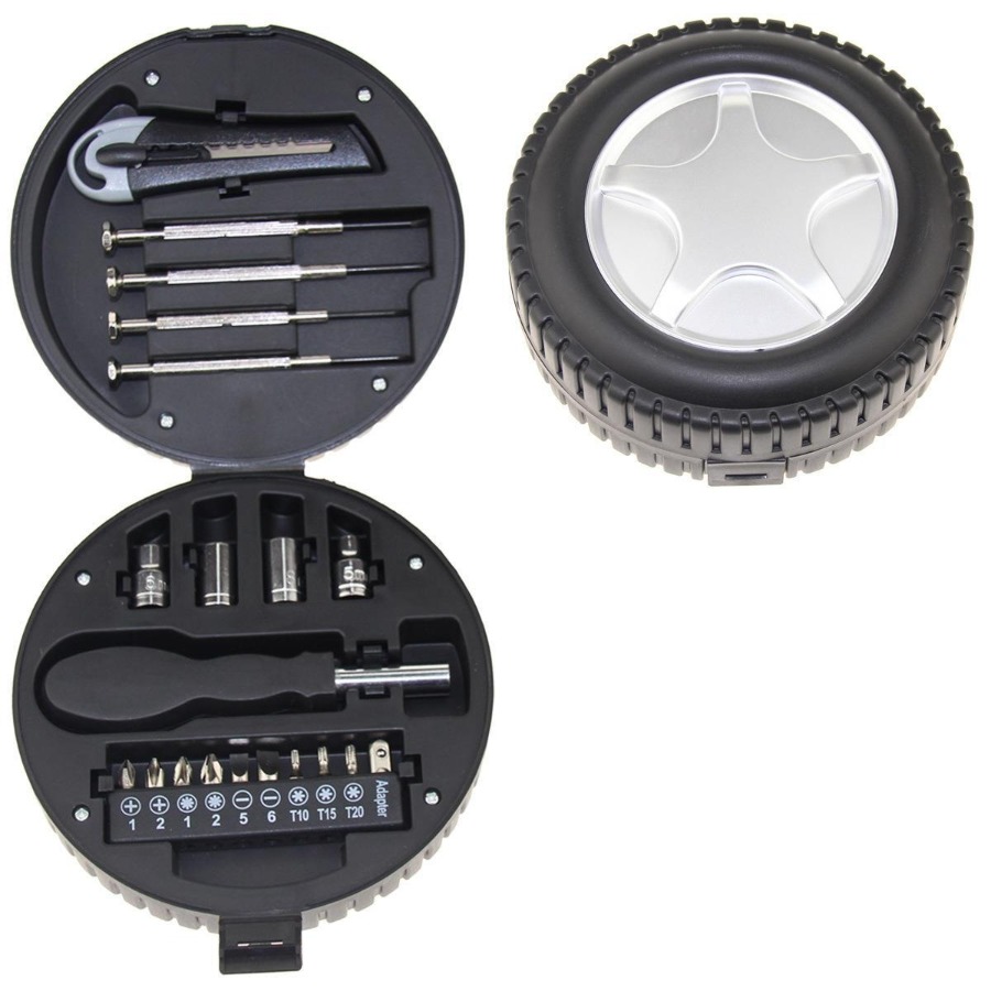 รับผลิตชุดเครื่องมือซ่อม แบบพกพา Tool kit ทรงล้อรถ ทรงลูกบอล  รับสกรีนโลโก้ เครื่องมือช่าง ชุดไขควง ของแจกของแถม ของพรีเมี่ยม รับยิงเลเซอร์