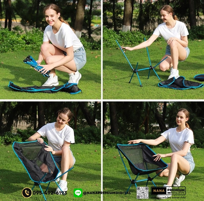 เก้าอี้ตั้งแคมป์ ขนาดใหญ่ นั่งสบาย เก้าอี้พับกลางแจ้ง เก้าอี้สนาม เก้าอี้ตลาดกลางคืน พร้อมถุงเก็บเพื่อป้องกันการชน