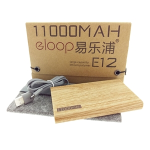 แบตเตอรี่สำรอง ELOOP รุ่น E12 ความจุ 11000 mAh ลายไม้