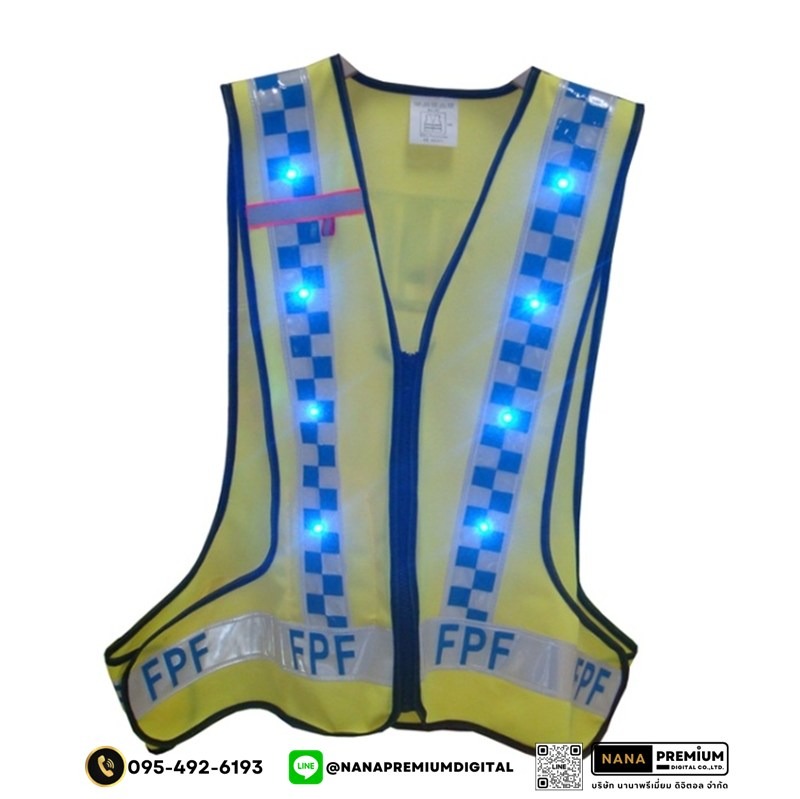 ผลิตเสื้อสะท้อนแสงมีหลอดไฟ LED ติดเสื้อ เสื้อสะท้อนแสงมีไฟ พร้อมสกรีนตามสั่ง