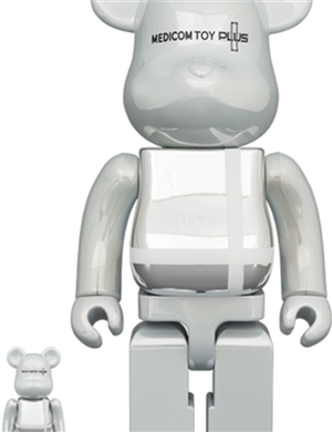 Bearbrick Medicom Toy Plus White Chrome 400%+100%