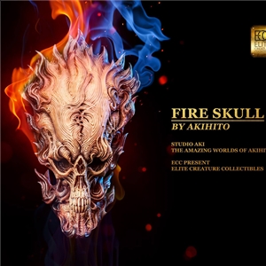 Fire Skull Half Size Statue by Akihito Ikeda